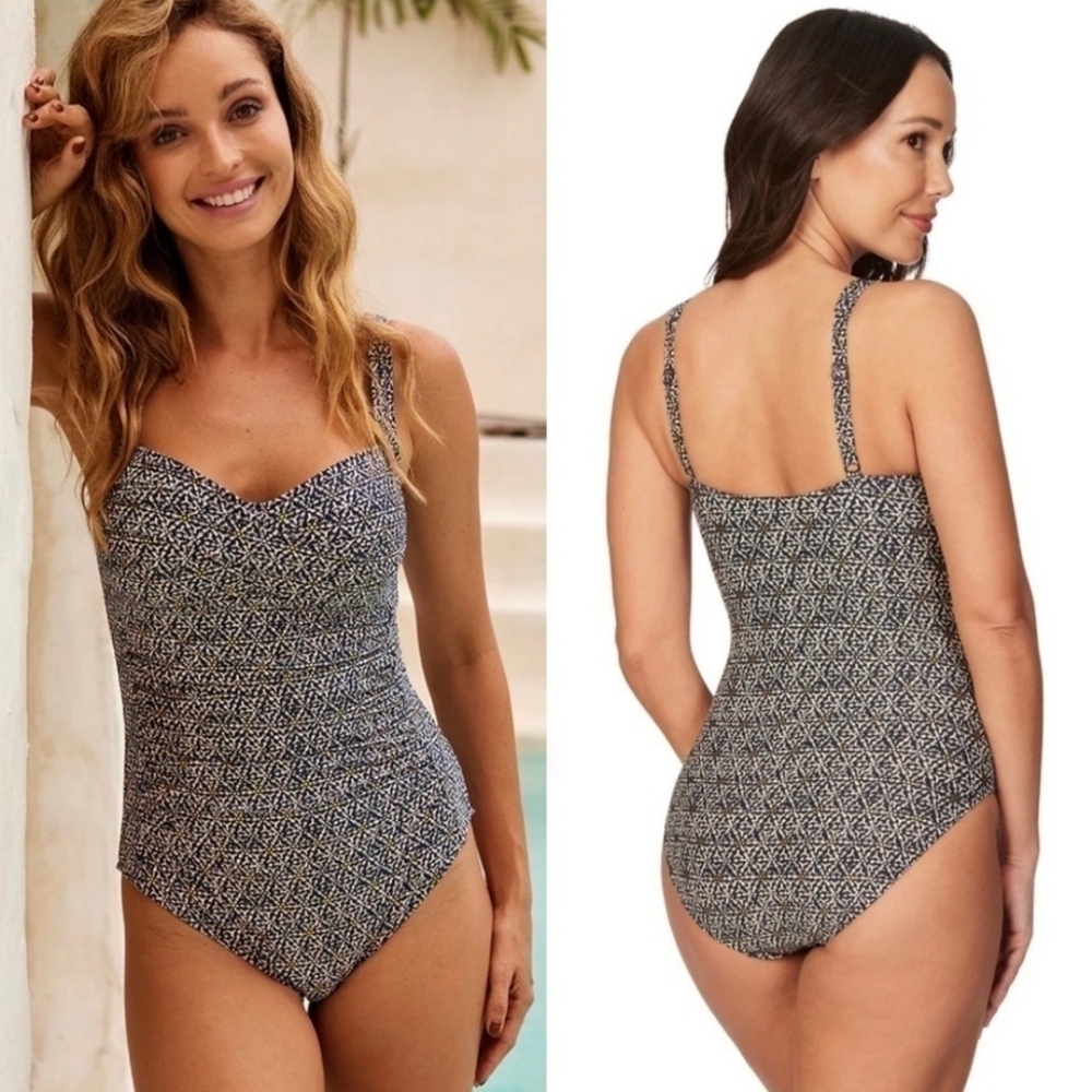 🍁NIPTUCK Swim One Piece Nautical Foil Joanne Swimsuit, Size 12